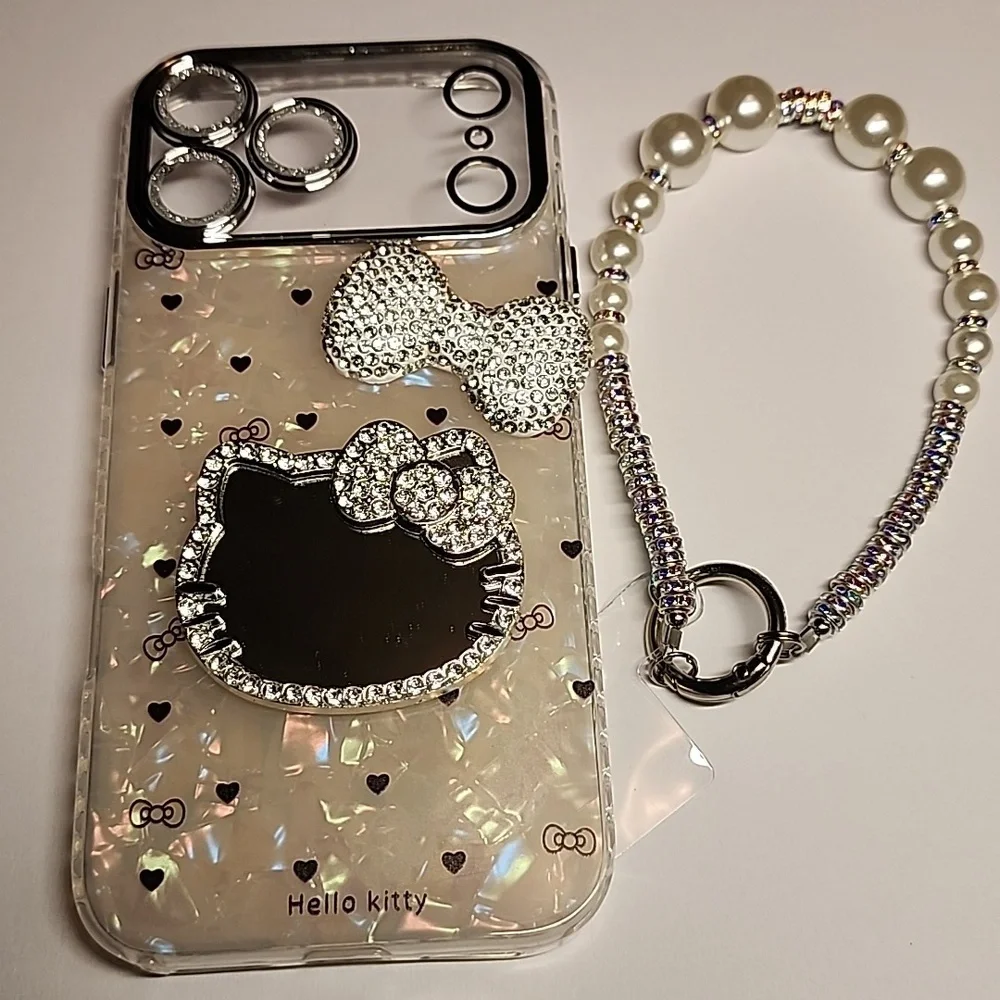 Brand new Apple IPhone 17 Pro Max 3D Hello Kitty & Bow W/ Pearl Strap Phone case